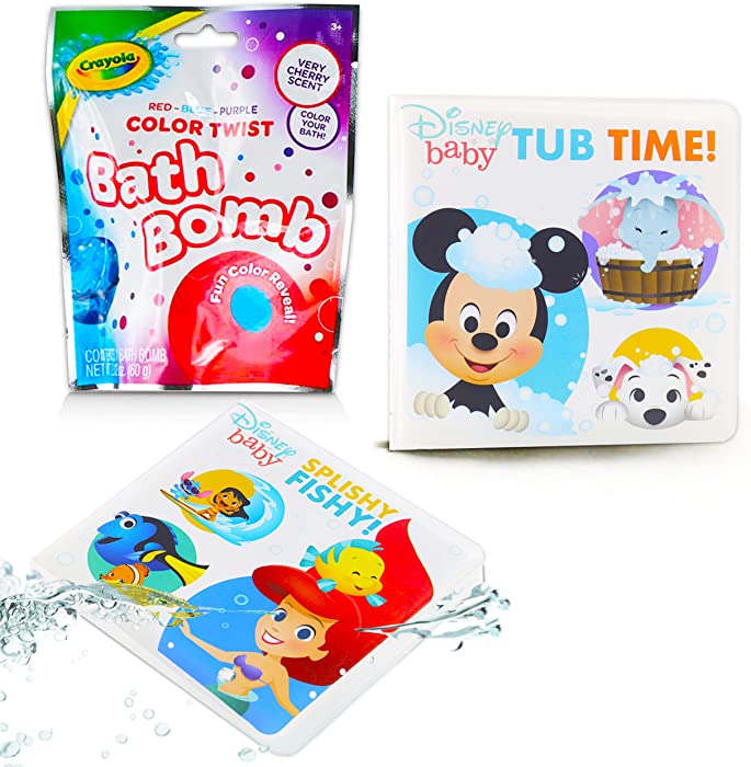 Disney Bath Books Collection Bundle ~ 2 Pack Disney Waterproof Books for Toddlers Babies Featuring Mickey Mouse, Little Mermaid, and More (Disney Books for Babies)