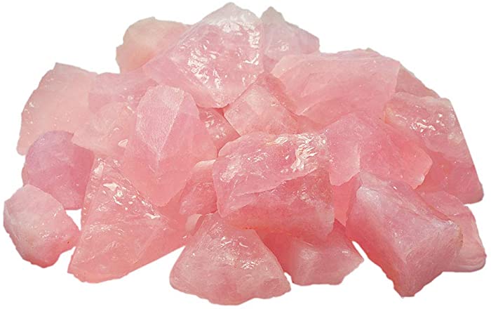 UFEEL 1 lb Bulk Rough Rose Quartz Crystal for Tumbling, Cabbing, Polishing - Large 1" Natural Raw Stones 1 Pound (About 450 Gram)