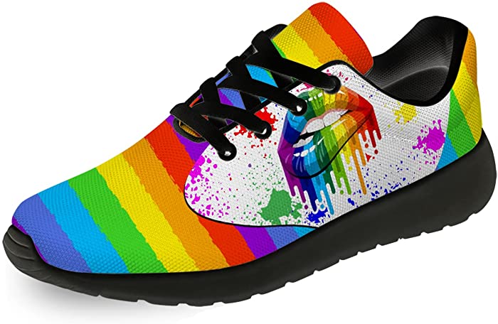 Rainbow Pride Flag LGBT Shoes for Men Women,Custom Breathable Lightweight Casual Walking Sneaker Gifts for Travel