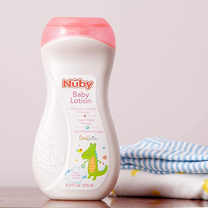 Nuby Baby Lotion Powder Scent Naturally Inspired with Citroganix by Dr. Talbot's, 9.3 Fl Oz