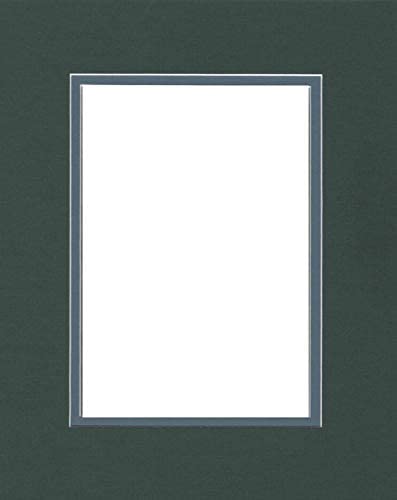 22x28 Double Acid Free White Core Picture Mats Cut for 18x24 Pictures in Pine Green and Slate Blue