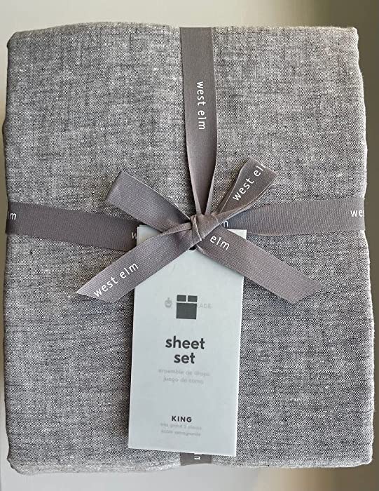 West Elm Belgian Linen Sheet Set~King~*~Slate Melange~*~ Grey
