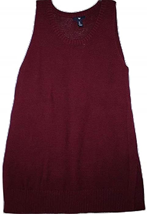 Gap Women Pullover Tunic Length Sweater Vest (M, Burgundy)