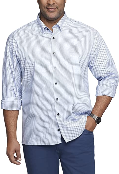 Van Heusen mens Big and Tall Stain Shield Never Tuck Stretch Pattern Button Down Shirt