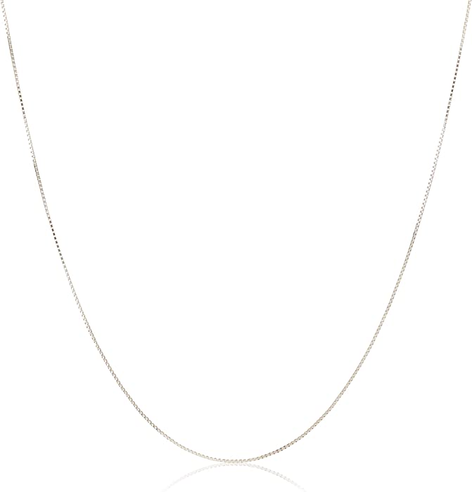 Amazon Collection Sterling Silver Thin 0.6mm Box Chain Necklace