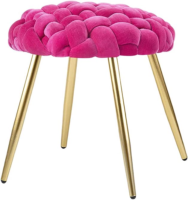 GIA Home Furniture Series Velvet Cross Woven Accent Stool, Fuchsia, Qty of 1