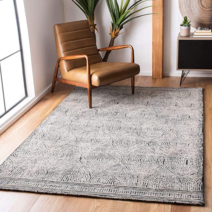 SAFAVIEH Abstract Collection 8' x 10' Ivory / Chocolate ABT340H Handmade Premium Wool Area Rug