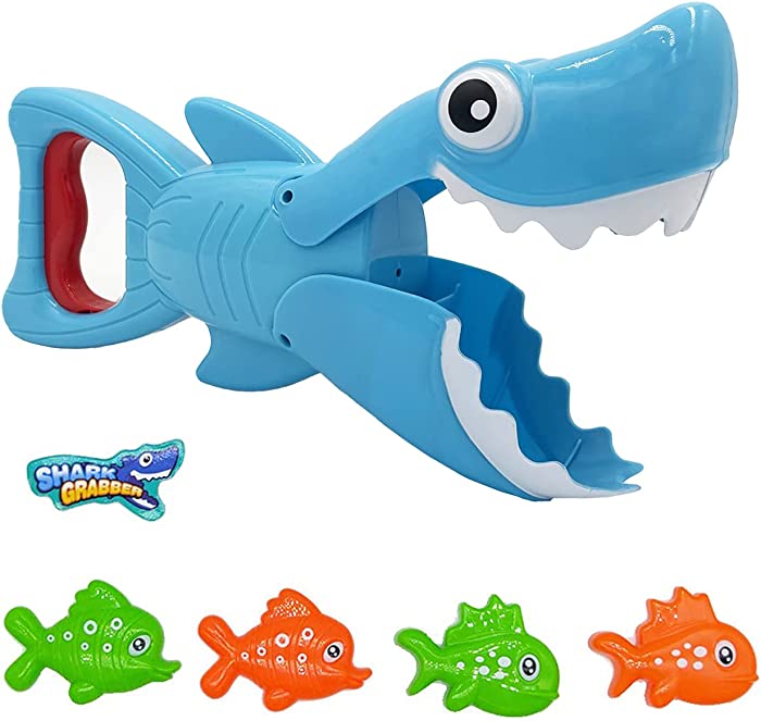 2021 Upgraded Shark Bath Toys Baby Pool Bathtub Toys Shark Grabber with Teeth Biting Action Include 4 Toy Fish Shark Swim Toys Bath Toys No Mold for Kids Boys Girls Toddlers Ages 3 4 5 6 7 8