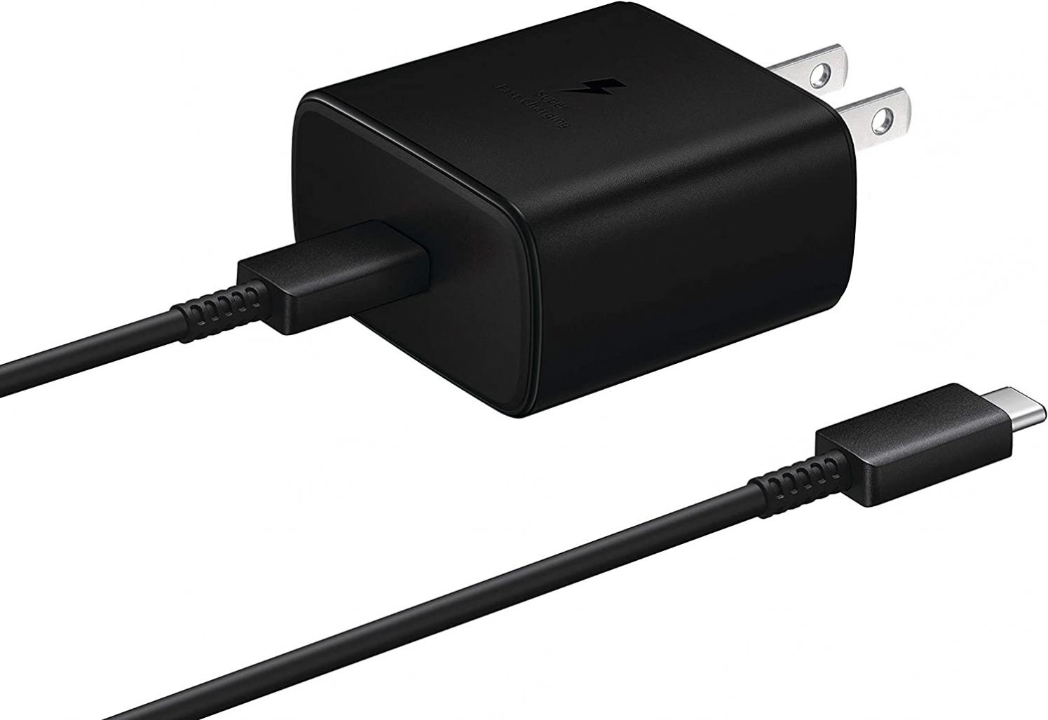 Samsung 45W USB-C Super Fast Charging Wall Charger - Black (US Version with Warranty), 45W TA w/ Cable, Black