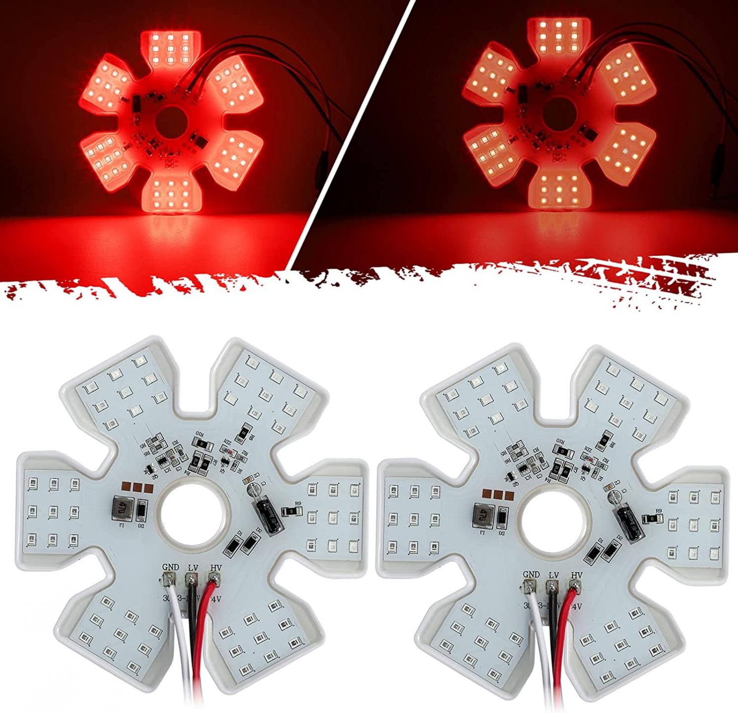 Partsam 2Pcs Ultra-Thin Hex Style Dual Function Interior 54 LED Air Breather Light 4.8" Decorative Air Cleaner Lamp for Peterbilt Kenworth Freightliner Trucks, Trailers, RV IP67 10-30V (Red)