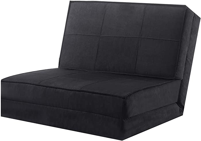 Giantex 5-Position Adjustable Convertible Flip Chair, Sleeper Dorm Game Bed Couch Lounger Sofa Chair Mattress Living Room Furniture, Black