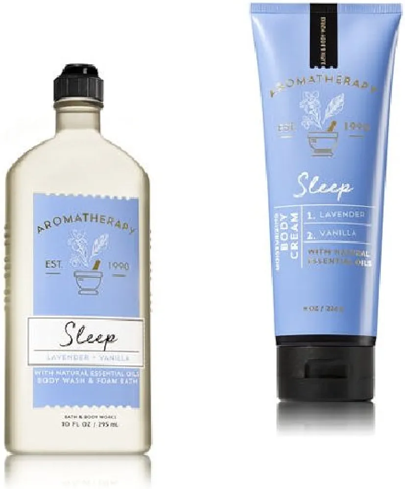 Bath & Body Works - Aromatherapy -Sleep - Lavender Vanilla – Bundle - Body Wash & Foam Bath 10oz. & Body Cream 8 oz