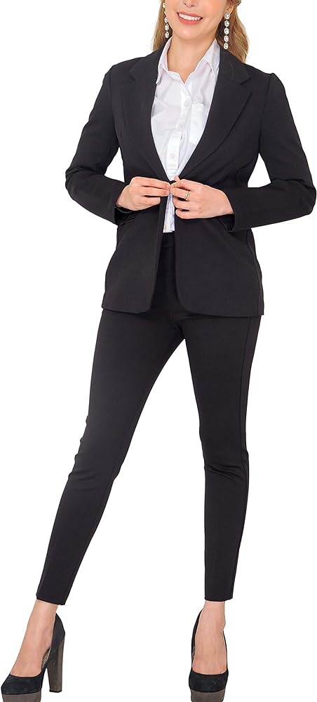 Marycrafts Women's Business Blazer Pant Suit Set for Work