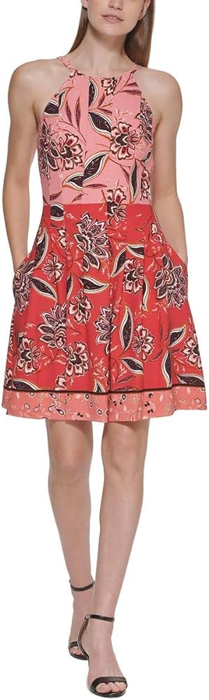 Vince Camuto Mixed Print Darted Dress