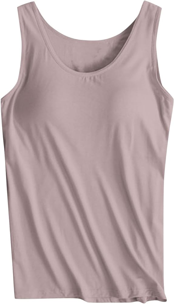 Camisole Tops for Women Plus Size Comfy Tank Tops Sleeveless Running Sports Tanks with Built in Bra Yoga Clothes