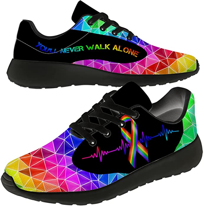 Uminder LGBT Pride Shoes Womens Mens Ultra Lightweight Walking Tennis Sneakers Gift for LGBTQ Support