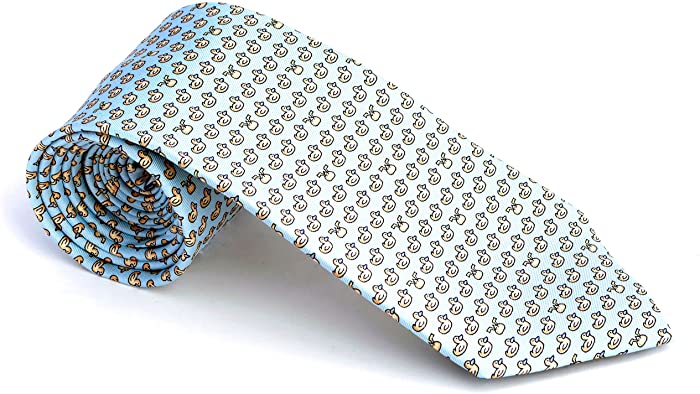 Kings and Wolves Men's 100% Silk Neckties Duck Printed Tie (Light Blue)