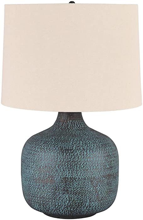 Signature Design by Ashley Malthace Metal Accent Table Lamp, Patina Aluminum Blue