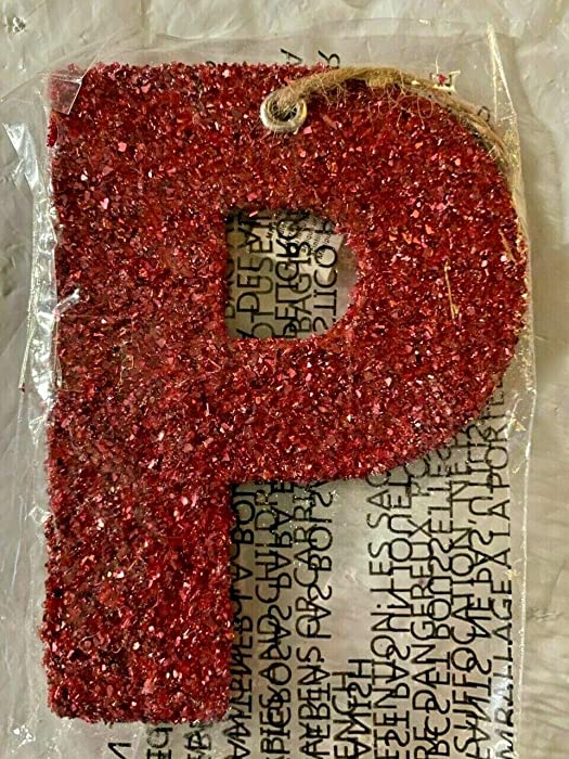 German Glitter Letter Red P Christmas Ornaments Each - Pottery Barn