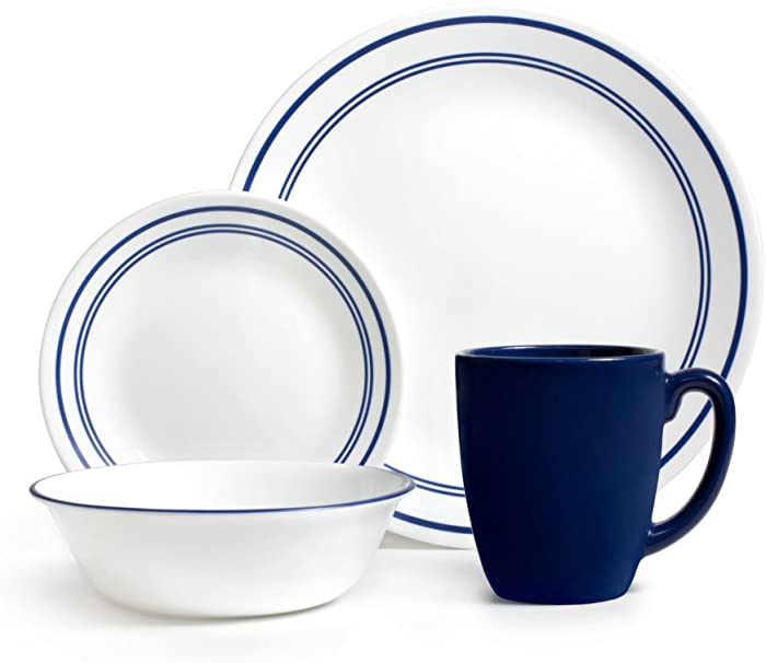 Corelle Livingware 16-Piece Dinnerware Set, Classic Cafe Blue, Service for 4