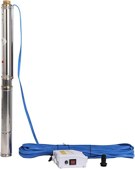 SHYLIYU Submersible Pumps 2.5" OD Pipe 220V/60HZ 0.75KW 1HP Stainless Steel 1" Outlet Submersible Bore Pump Deep Well Pump with Control Box for Farm Irrigation