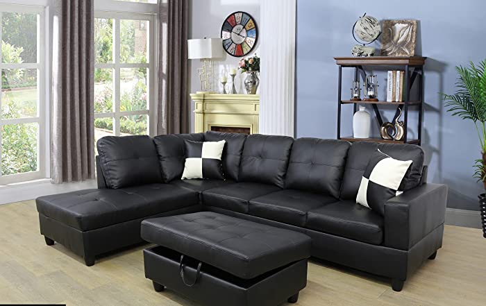 Star Home Living Sectional Sofa Set, Black