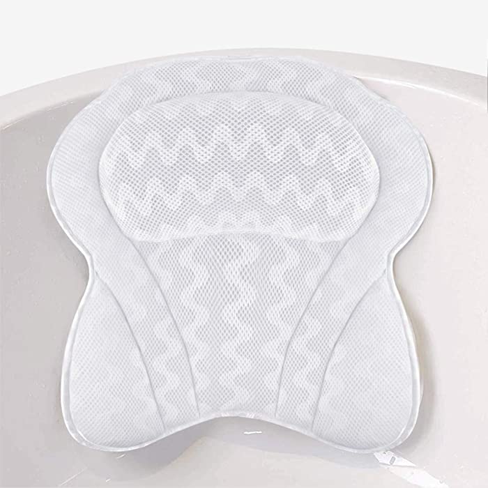CHRUNONE Bath Pillow, Bathtub Pillow for Neck and Back Support, 3D Air Mesh Breathable Bath Pillows for Hot Tub Jacuzzi Spa