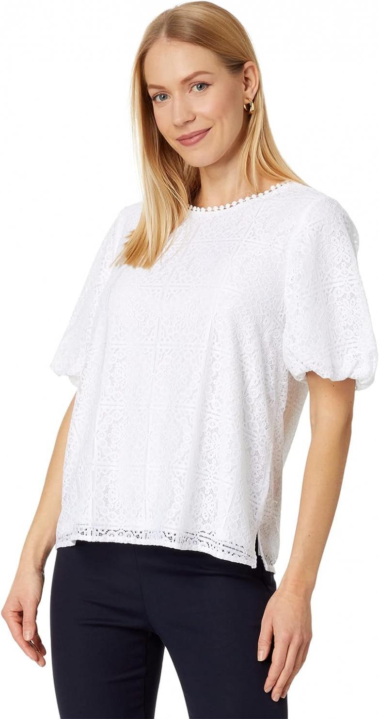 Vince Camuto Short Sleeve Blouse Ultra White XL
