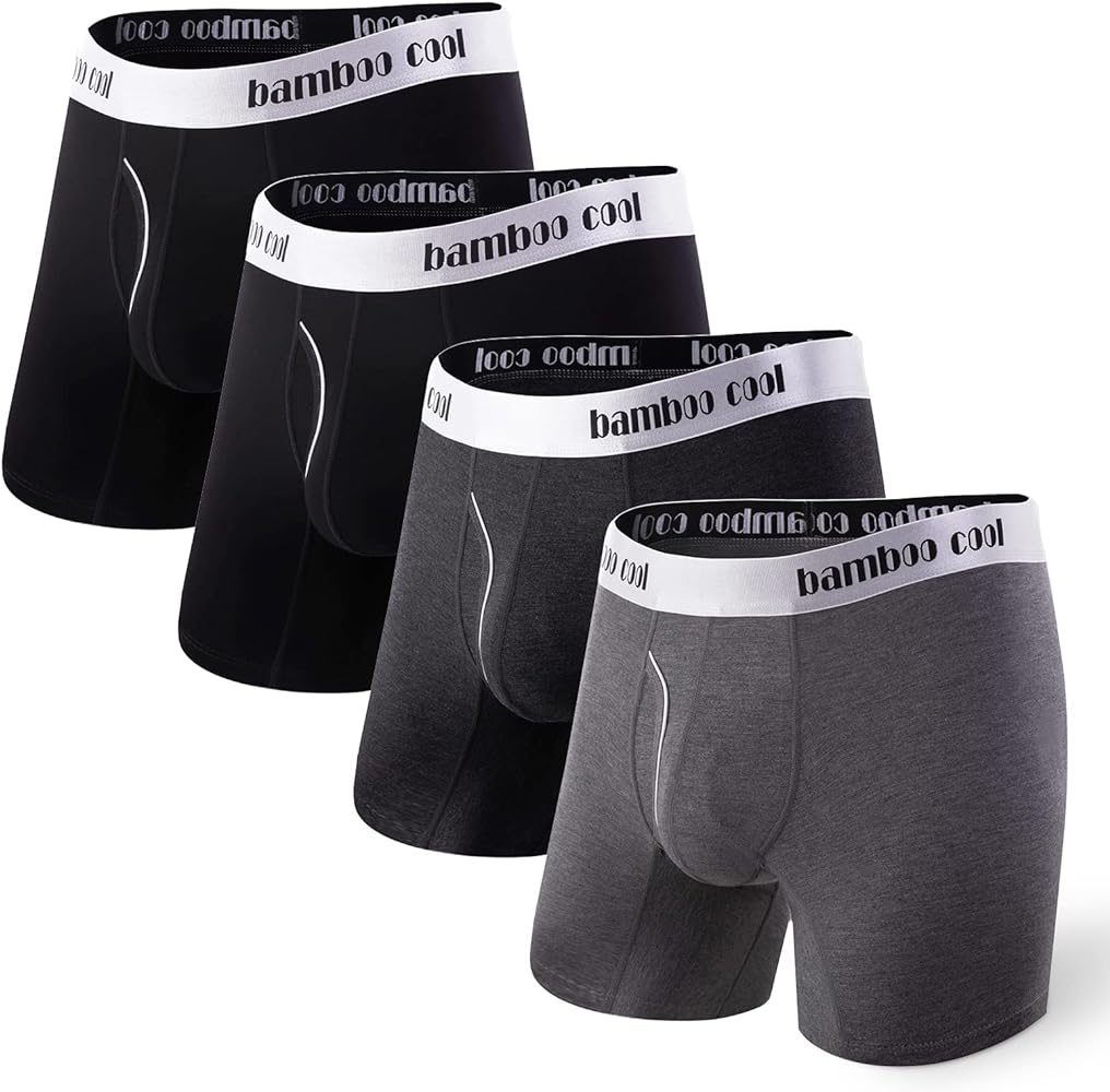 BAMBOO COOL Men's Underwear Boxer Briefs Soft Breathable Underwear (4 or 7 Pack)