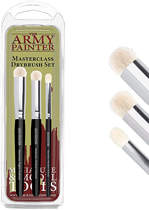 The Army Painter Masterclass: Drybrush Set - Hobby Brush Set with Brushes in Three Sizes for Advanced and Professional Techniques for Tabletop Roleplaying, Boardgames, and Wargames Miniature Painting
