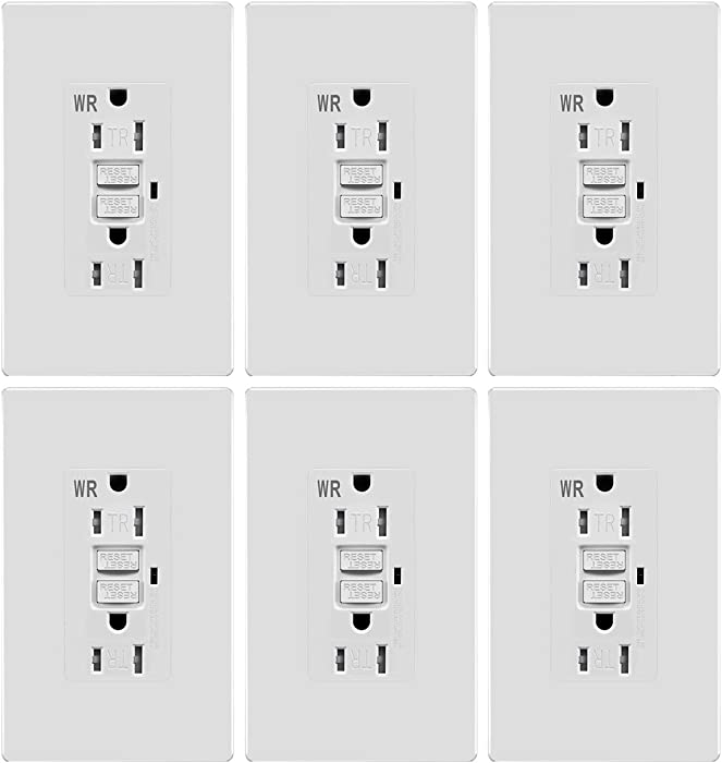 15A GFCI Self Testing Outlet WR TR Weather Resistant Tamper Resistant Receptacle Ground Fault Circuit Interrupter Outlets (15A GFCI Self Test WR TR 6pack)