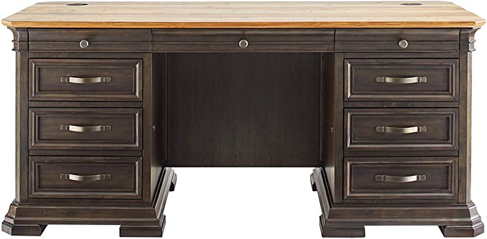 Martin Furniture IMSA680 Double Pedestal Executive Desk, Fully Assembled, Brown