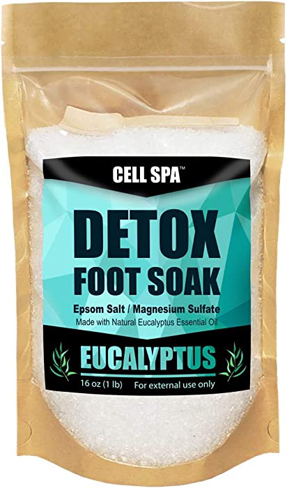 Cell Spa Detox Foot Soak Bath Premium 16 Ounce Eucalyptus Scented Epsom Salt Magnesium Sulfate to Help Detox, Relax, Relieve Stress & Soften Your Feet