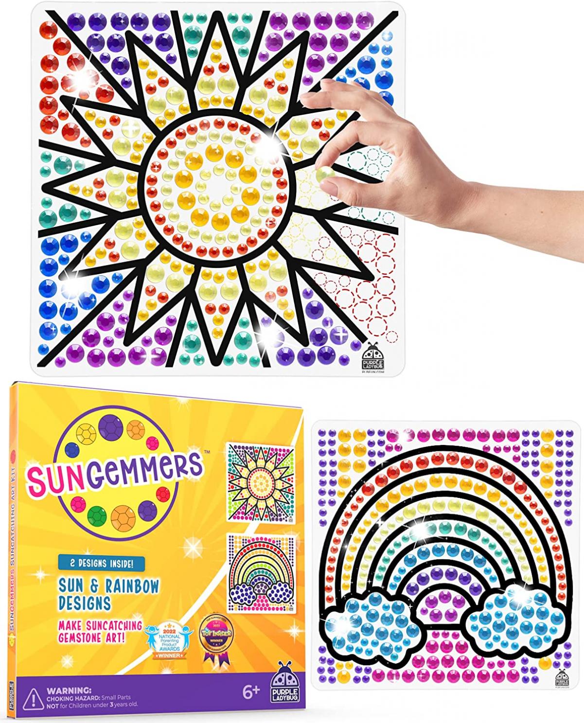 SUNGEMMERS Big Diamond Gem Art for Kids Suncatcher Kits for Kids - Arts and Crafts for Girls Ages 6-8, Gifts for 7 Year Old Girls, Christmas Gifts for 5 Year Old Girls, & Girl Stocking Stuffers 7-10