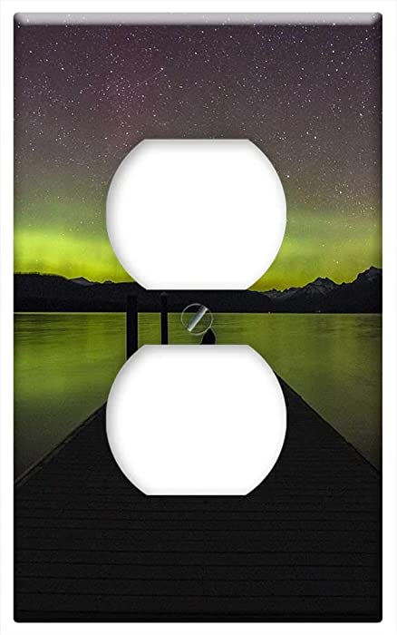 Switch Plate Outlet Cover - Aurora Borealis Night Northern Lights Scenic Water 3