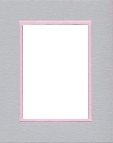 22x28 Double Acid Free White Core Picture Mats Cut for 18x24 Pictures in Nantucket Grey and Pink