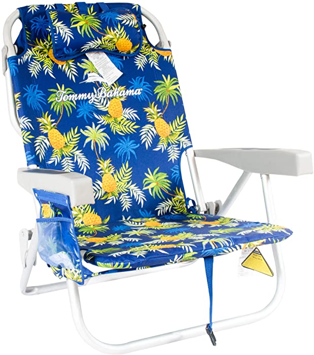 Tommy Bahama Backpack Cooler Beach Chairs - Blue Pineapple