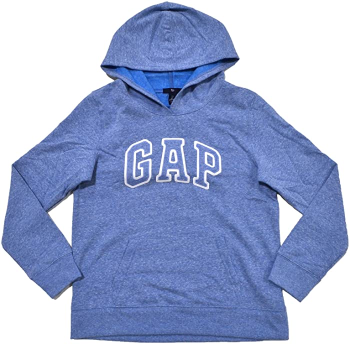 GAP Womens Fleece Arch Logo Pullover Hoodie (Blue Heather, L)
