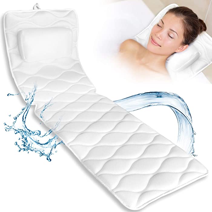 Bath Pillow Full Body - Uclet Spa Pillow Bath Pillows for Tub Neck and Back Support with 17 Suction Cups Luxury 5D Air Mesh, Bathtub Pillow for Any Tub