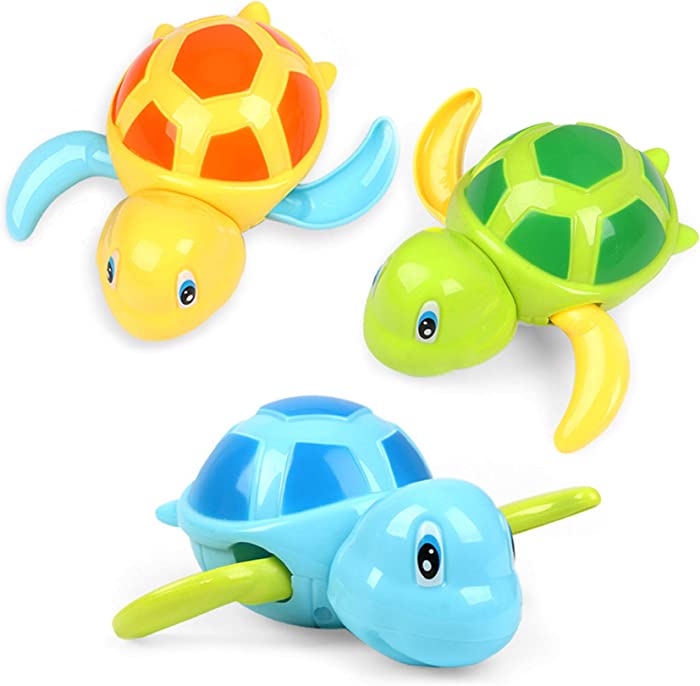 Bath Toys for Toddlers 1 2 3 4 5 Years Old,Pool Toys for Kids,Baby Funny Wind Up Swimming Turtle Bath Toy,Cute Floating Bathtub Water Toys,Gift for Preschool Child Boys Girls (3 Pcs)