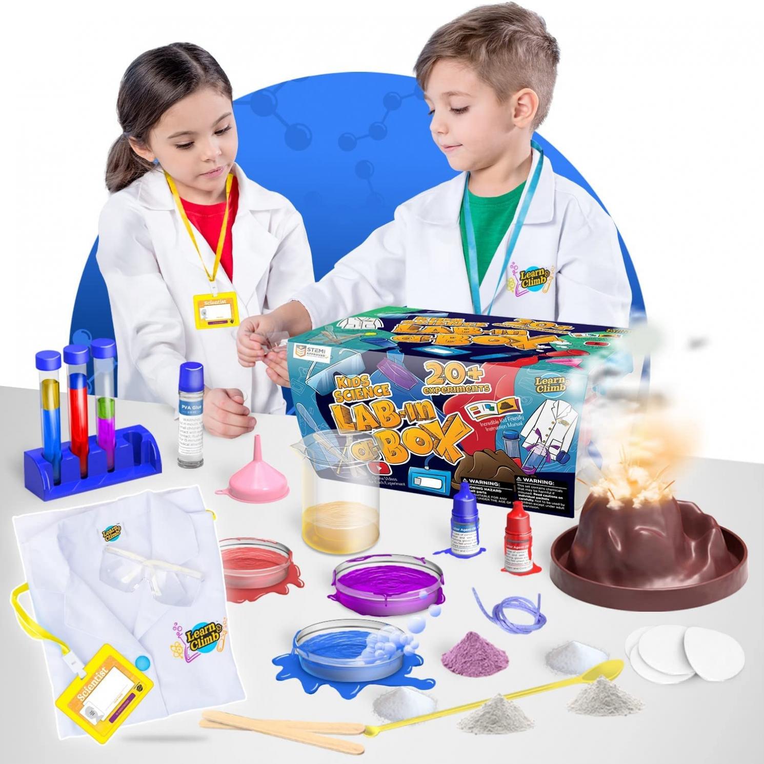Kids Science Kit with Lab Coat Gift Set - Over 20 Experiments for Kids 4-6