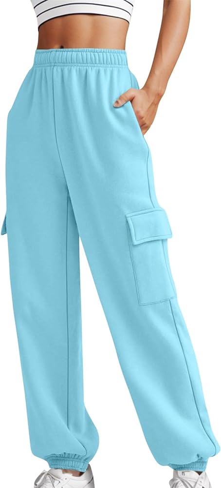 Womens High Waisted Baggy Sweatpants 2023 Fall Jogger Pants Y2k Trendy Lounge Trousers with Pockets