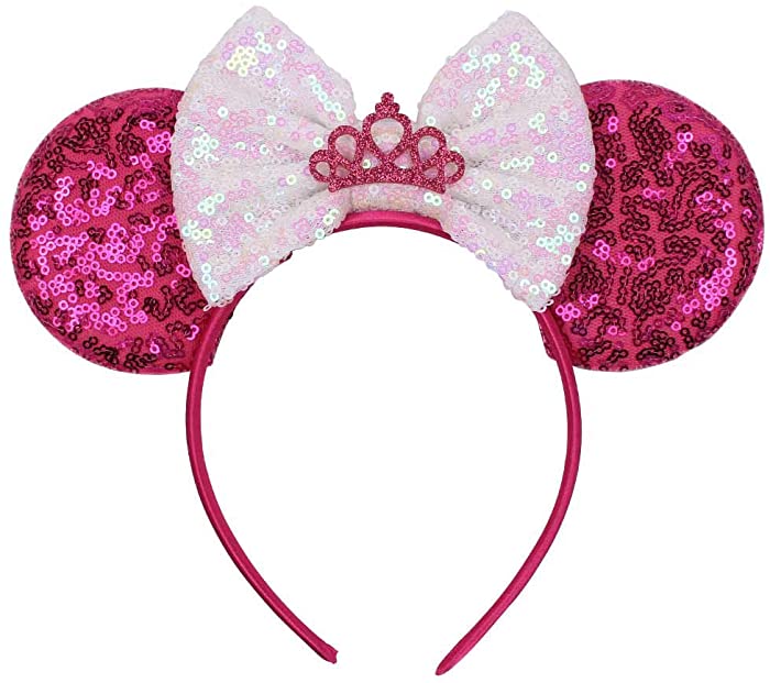 YanJie Mouse Ears Bow Headbands, Glitter Party Princess Decoration Cosplay Costume for Girls & Women