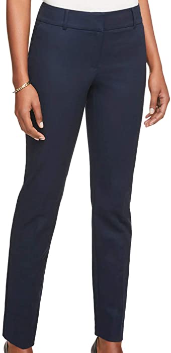 Ann Taylor Womens Tailored Fit Modern Redefined Flat Front Cotton Pants 487670 Navy Blue