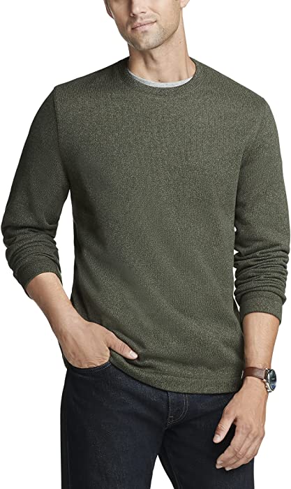 Van Heusen Men's Essential Long Sleeve Sweater Fleece Crewneck Pullover