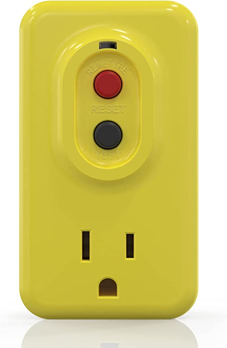 ELEGRP Single Outlet GFCI Adapter, 15 AMP Grounded 3-Prong GFCI Adapter, for Indoor Use with Manual Reset, UL Listed, Yellow, 1 Pack