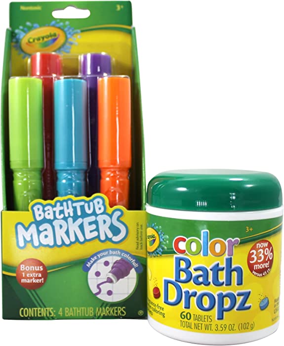 Crayola Bathtub Markers and Crayola Color Bath Drops, 60 tablets - Bring Creative Fun to Bath Time - Non-toxic