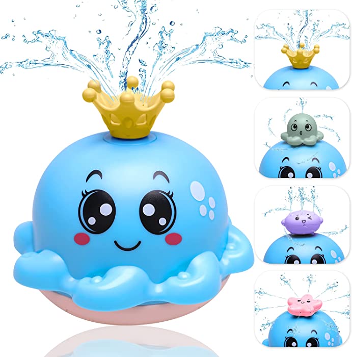 Baby Bath Toy with 4 Water Spray Modes, Light Up Octopus Bath Toys Sprinkler Bathtub Toys for Toddlers 1-3, Swimming Pool Games Water Play Set Gift for Bathtub Shower Beach Kids Boys Girls Age 2-7