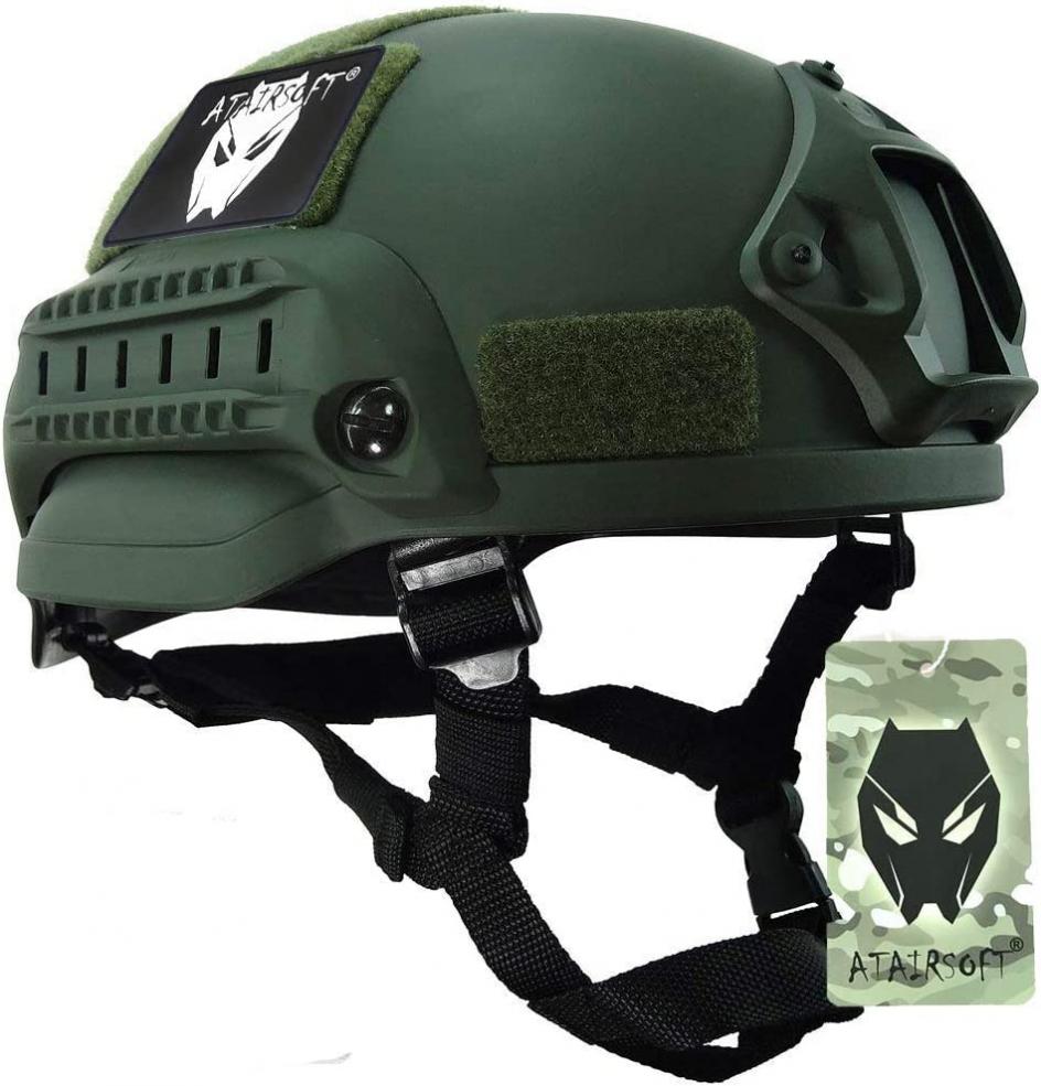 ATAIRSOFT PJ Type Tactical Airsoft Paintball MICH 2002 Helmet with Side Rail & NVG Mount