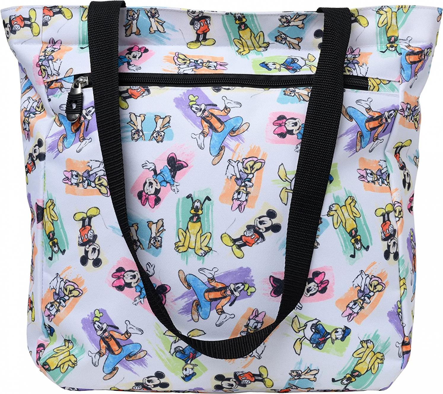 Disney Zipper Tote Travel Bag Mickey Minnie Donald Daisy Goofy Pluto Print
